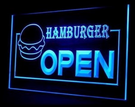 OPEN Hamburger LED Neon Sign